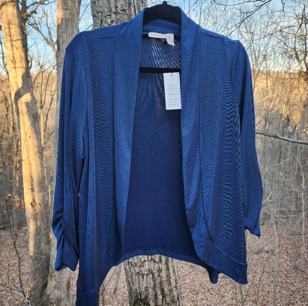 NWT Elegant Blue Open-Front Cardigan